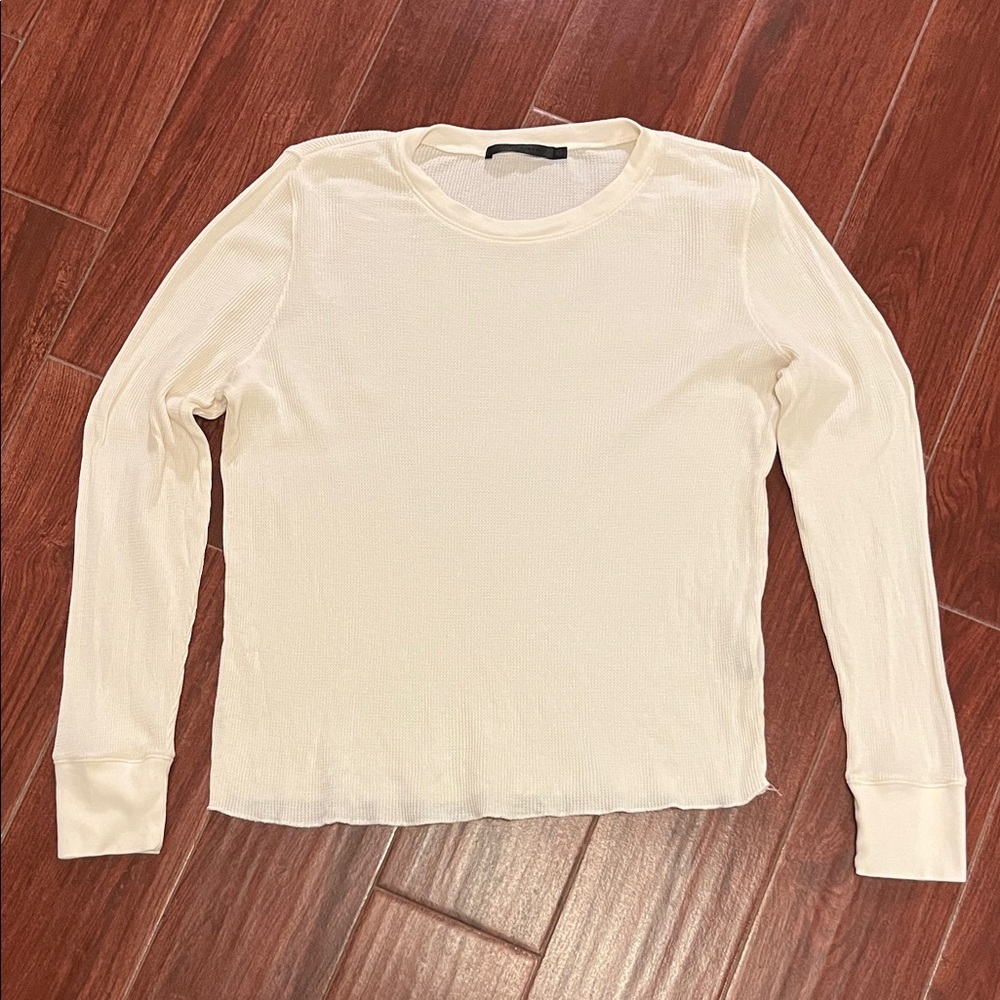 Jenni Kayne Women's Long Sleeve Thermal Crewneck Waffle Top - Cream